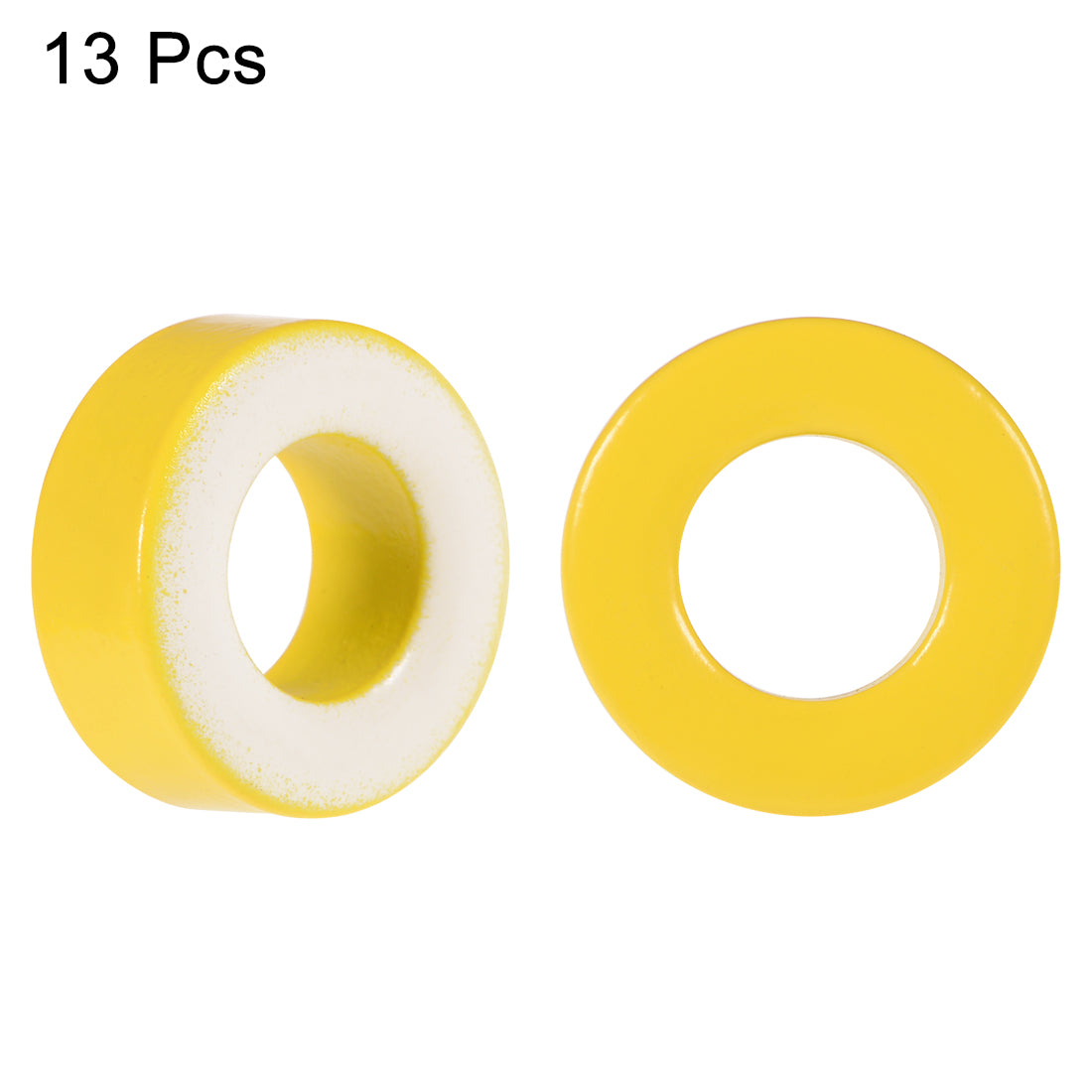 Harfington 13pcs 8.2 x 15.5 x 6.2mm Ferrite Ring Iron Powder Toroid Cores Yellow White