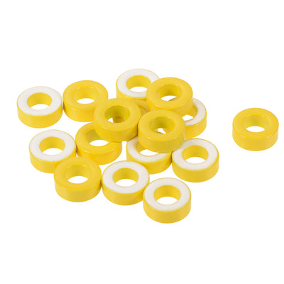 Harfington 13pcs 8.2 x 15.5 x 6.2mm Ferrite Ring Iron Powder Toroid Cores Yellow White
