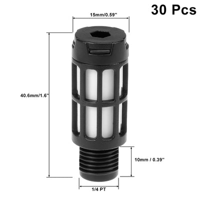 Harfington Plastic Pneumatic Muffler Exhaust Air Line Blue Black 30pcs