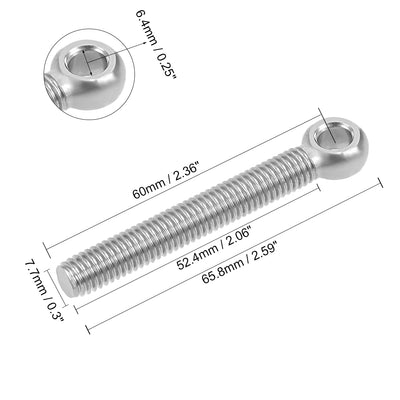 Harfington M x mm 304 Stainless Steel Machine Lift Eye Bolt Rigging 10pcs