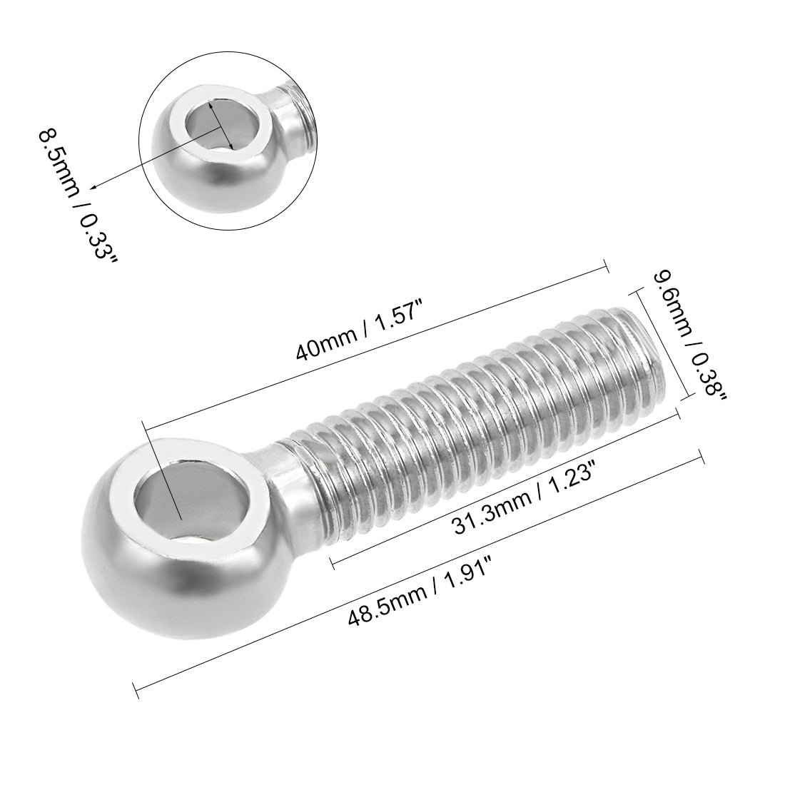 Harfington M x mm Stainless Steel Machine Lift Eye Bolt Rigging 10pcs