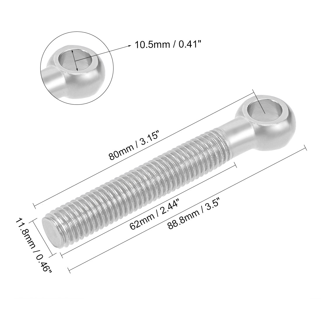 Harfington M x mm 304 Stainless Steel Machine Shoulder Lift Eye Bolt Rigging 5pcs