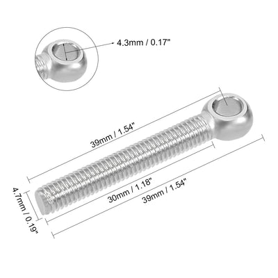 Harfington M5 x 35mm 304 Stainless Steel Machine Shoulder Lift Eye Bolt Rigging 30pcs