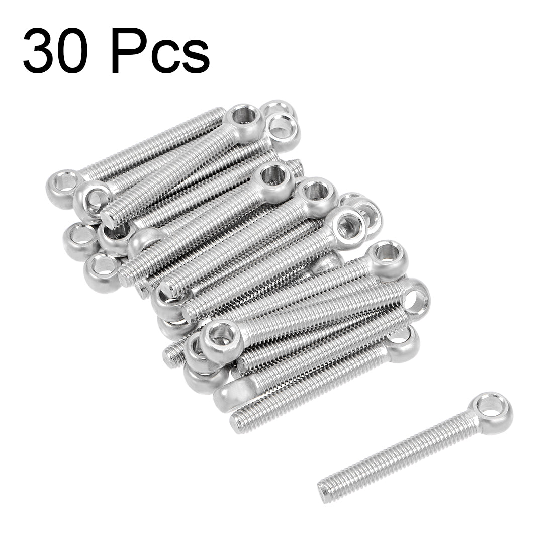 Harfington M5 x 35mm 304 Stainless Steel Machine Shoulder Lift Eye Bolt Rigging 30pcs