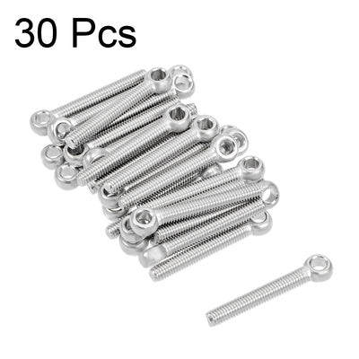 Harfington M5 x 35mm 304 Stainless Steel Machine Shoulder Lift Eye Bolt Rigging 30pcs
