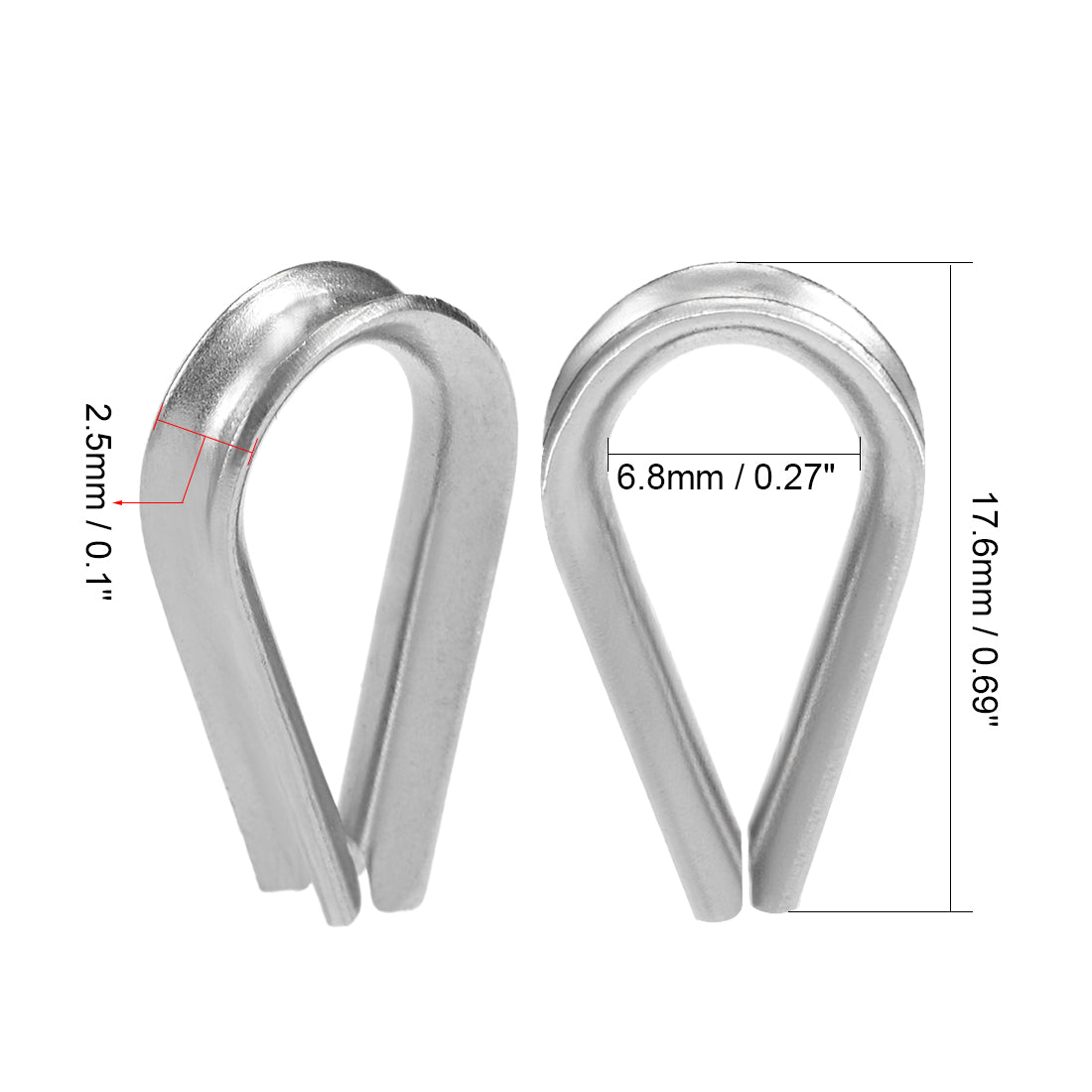 Harfington 20 Pcs M2 Stainless Steel 1/64" - 3/64" Wire Rope Cable Thimbles Rigging