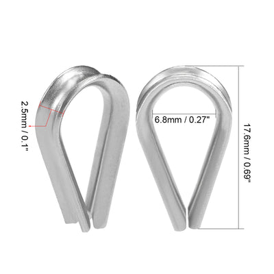 Harfington 20 Pcs M2 Stainless Steel 1/64" - 3/64" Wire Rope Cable Thimbles Rigging