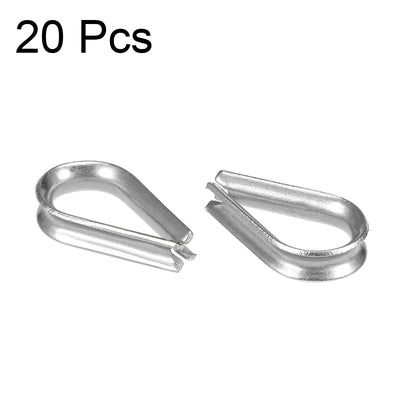Harfington 20 Pcs M2 Stainless Steel 1/64" - 3/64" Wire Rope Cable Thimbles Rigging