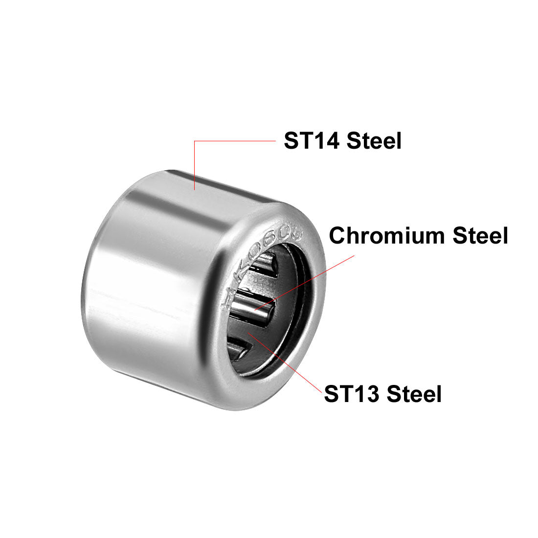 uxcell Uxcell HK Series Needle Roller Bearings, Stamping Steel Drawn Cup Metric