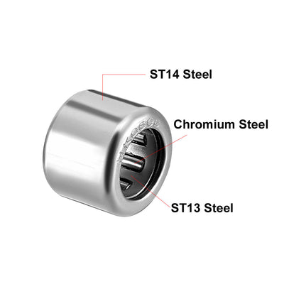 Harfington Uxcell HK Series Needle Roller Bearings, Stamping Steel Drawn Cup Metric