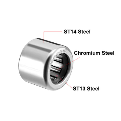 Harfington Uxcell HK Series Needle Roller Bearings, Stamping Steel Drawn Cup Metric