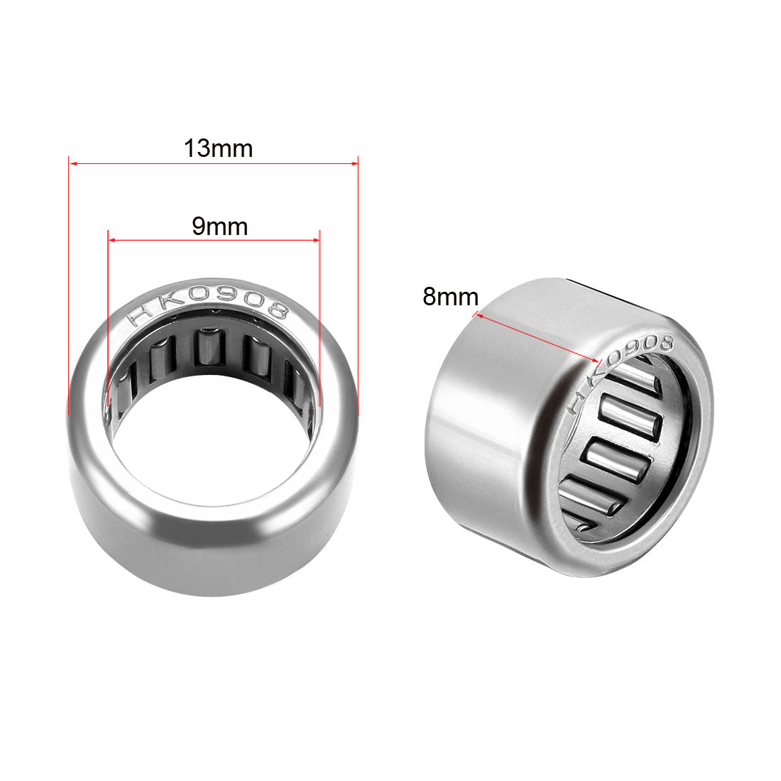 uxcell Uxcell HK Series Needle Roller Bearings, Stamping Steel Drawn Cup Metric