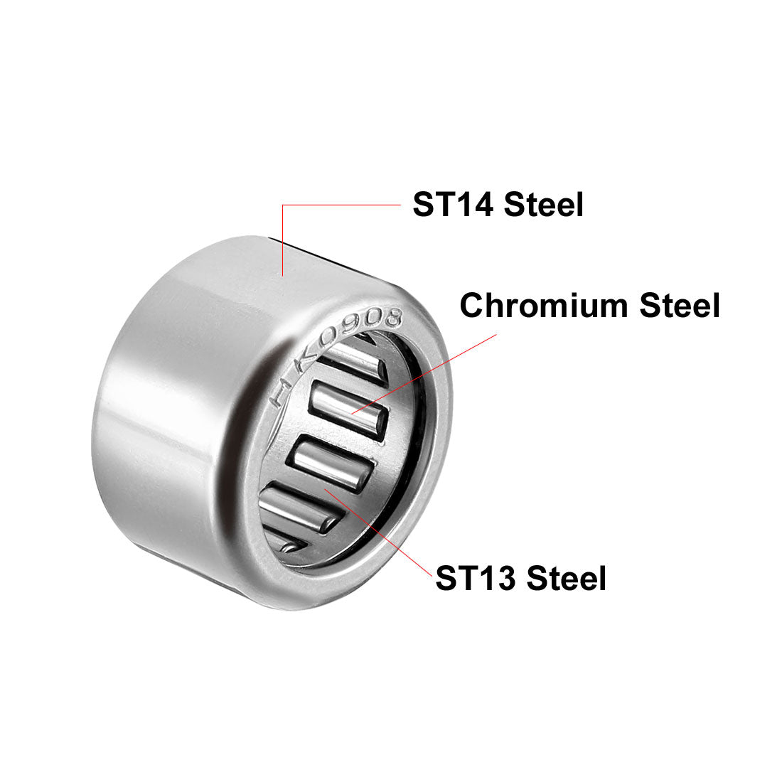 uxcell Uxcell HK Series Needle Roller Bearings, Stamping Steel Drawn Cup Metric
