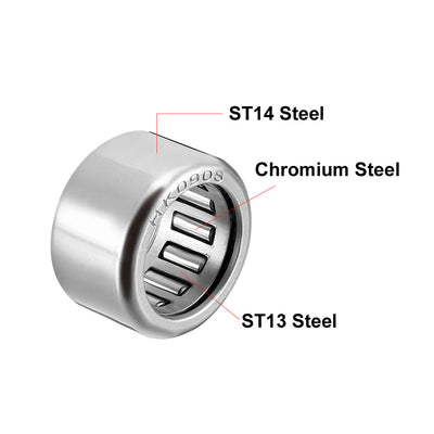 Harfington Uxcell HK Series Needle Roller Bearings, Stamping Steel Drawn Cup Metric