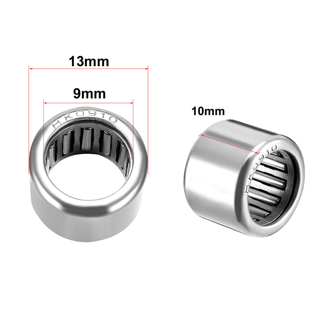 uxcell Uxcell HK Series Needle Roller Bearings, Stamping Steel Drawn Cup Metric