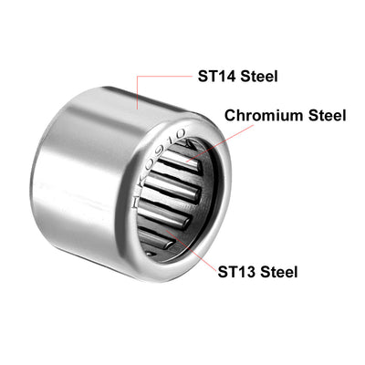Harfington Uxcell HK Series Needle Roller Bearings, Stamping Steel Drawn Cup Metric