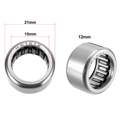 Harfington Uxcell HK Series Needle Roller Bearings, Stamping Steel Drawn Cup Metric