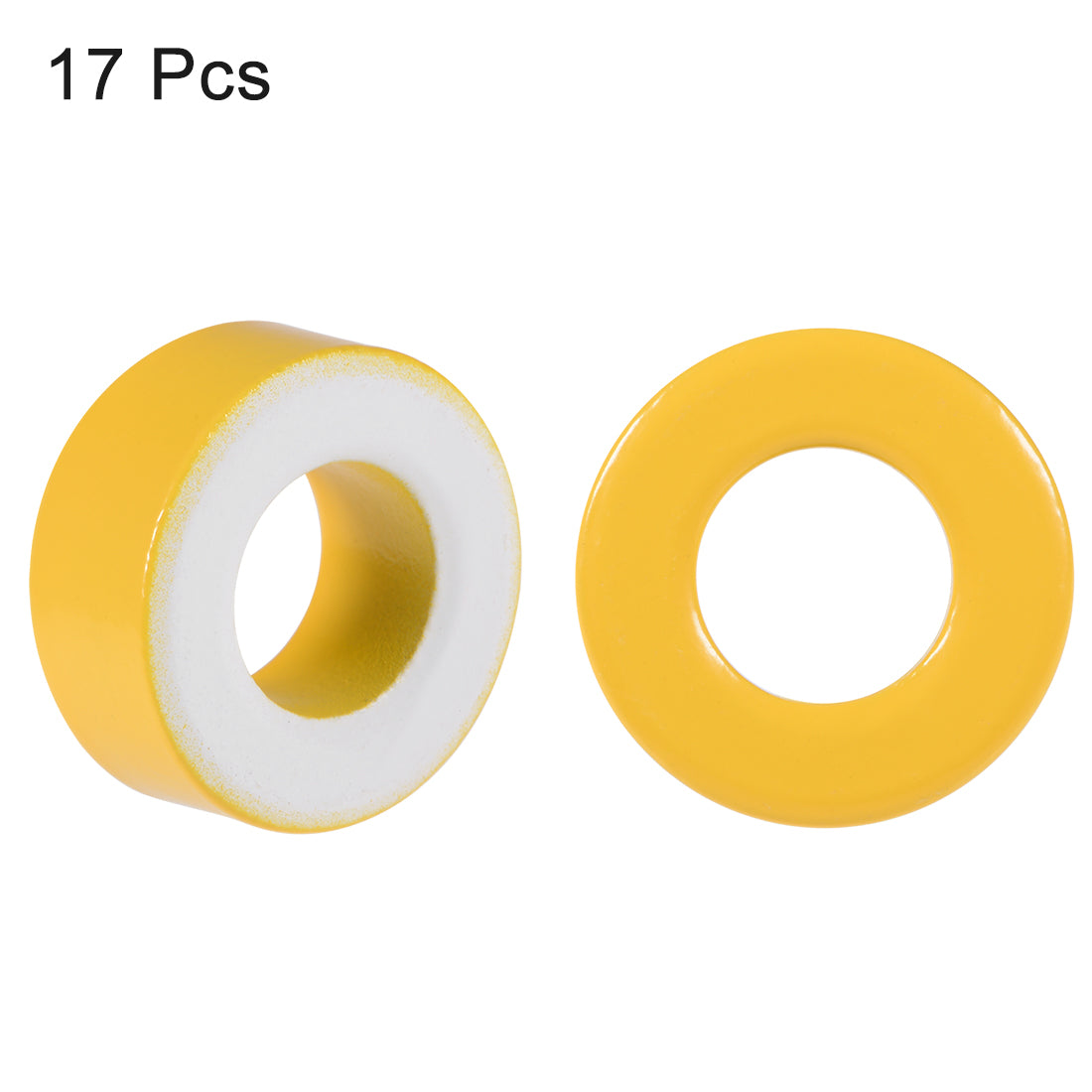 Harfington 17pcs 14.2 x 27.3 x 11mm Ferrite Ring Iron Powder Toroid Cores Yellow White