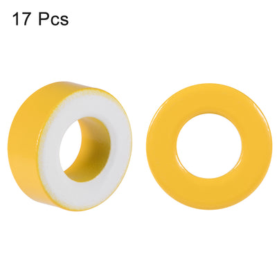 Harfington 17pcs 14.2 x 27.3 x 11mm Ferrite Ring Iron Powder Toroid Cores Yellow White
