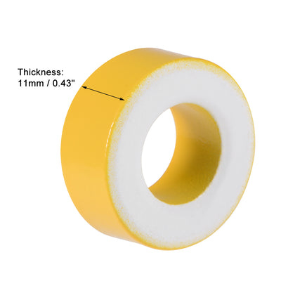 Harfington 17pcs 14.2 x 27.3 x 11mm Ferrite Ring Iron Powder Toroid Cores Yellow White
