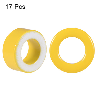 Harfington 17pcs 12 x 20.5 x 9.8mm Ferrite Ring Iron Powder Toroid Cores Yellow White