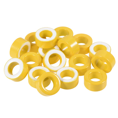 Harfington 17pcs 12 x 20.5 x 9.8mm Ferrite Ring Iron Powder Toroid Cores Yellow White