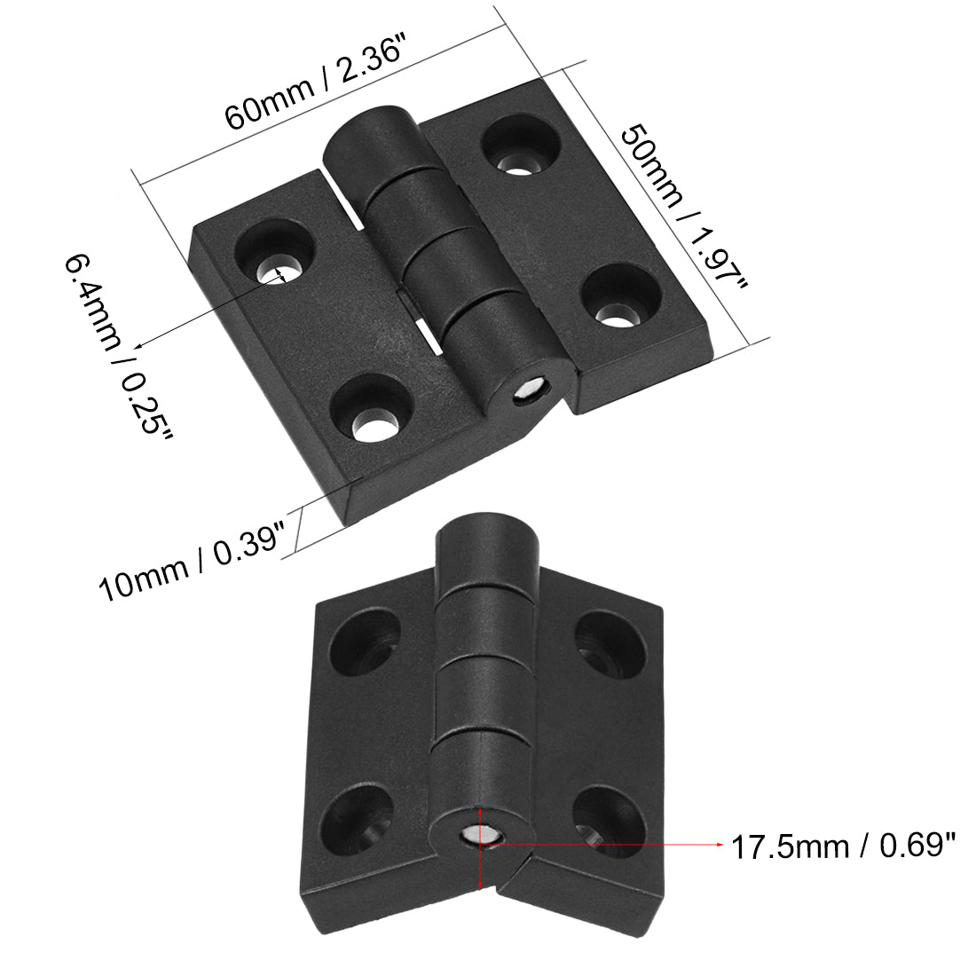 Harfington 12pcs Cabinet Gate Closet Door 60mm Length ABS Nylon Hinge