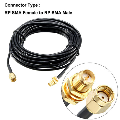 Harfington 196" RG174 RP SMA Female to RP SMA Male RF Coaxial Adapter Connector