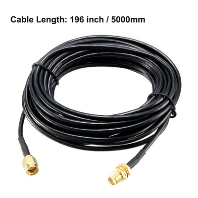 Harfington 196" RG174 RP SMA Female to RP SMA Male RF Coaxial Adapter Connector