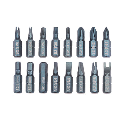 Harfington 17 In 1 Set 1/4 Inch Hex Shank 60mm Long S2 Magnetic Phillips Torx Screwdriver Bits