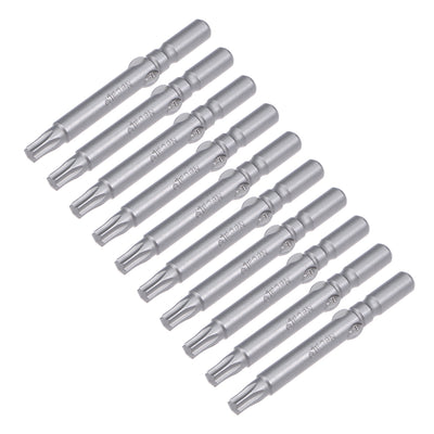 Harfington 10 Pcs 60mm Long 6mm Dia Round Shank Magnetic Torx Screwdriver Bits S2 High Alloy Steel