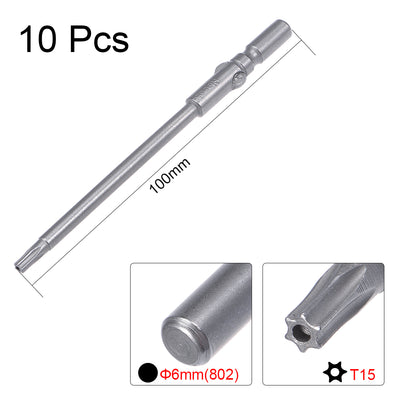 Harfington 10 Pcs Sandblasting Magnetic Torx Screwdriver Bits