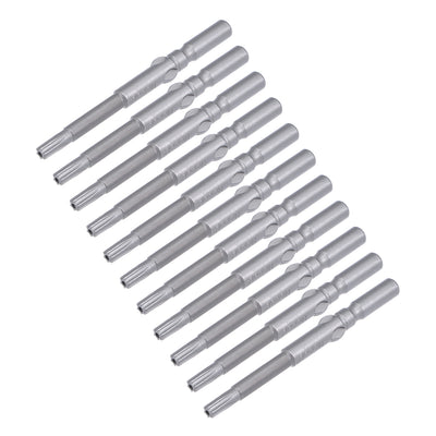 Harfington 10Pcs 60mm Long 5mm Dia Round Shank Magnetic Torx Security Screwdriver Bits S2 High Alloy Steel