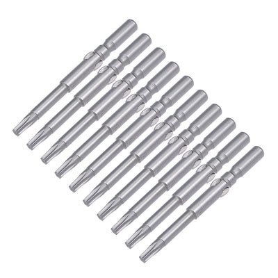 Harfington 10 Pcs 60mm Long 5mm Dia Round Shank Magnetic Torx Screwdriver Bits