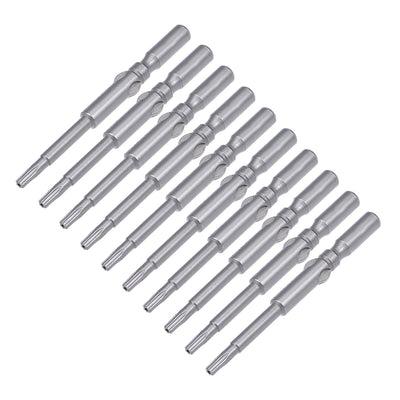 Harfington 10Pcs 60mm Long 5mm Dia Round Shank Magnetic Torx Security Screwdriver Bits S2 High Alloy Steel