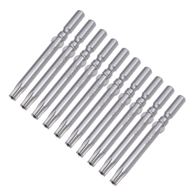 Harfington 10Pcs 60mm Long 5mm Dia Round Shank Magnetic Torx Security Screwdriver Bits S2 High Alloy Steel