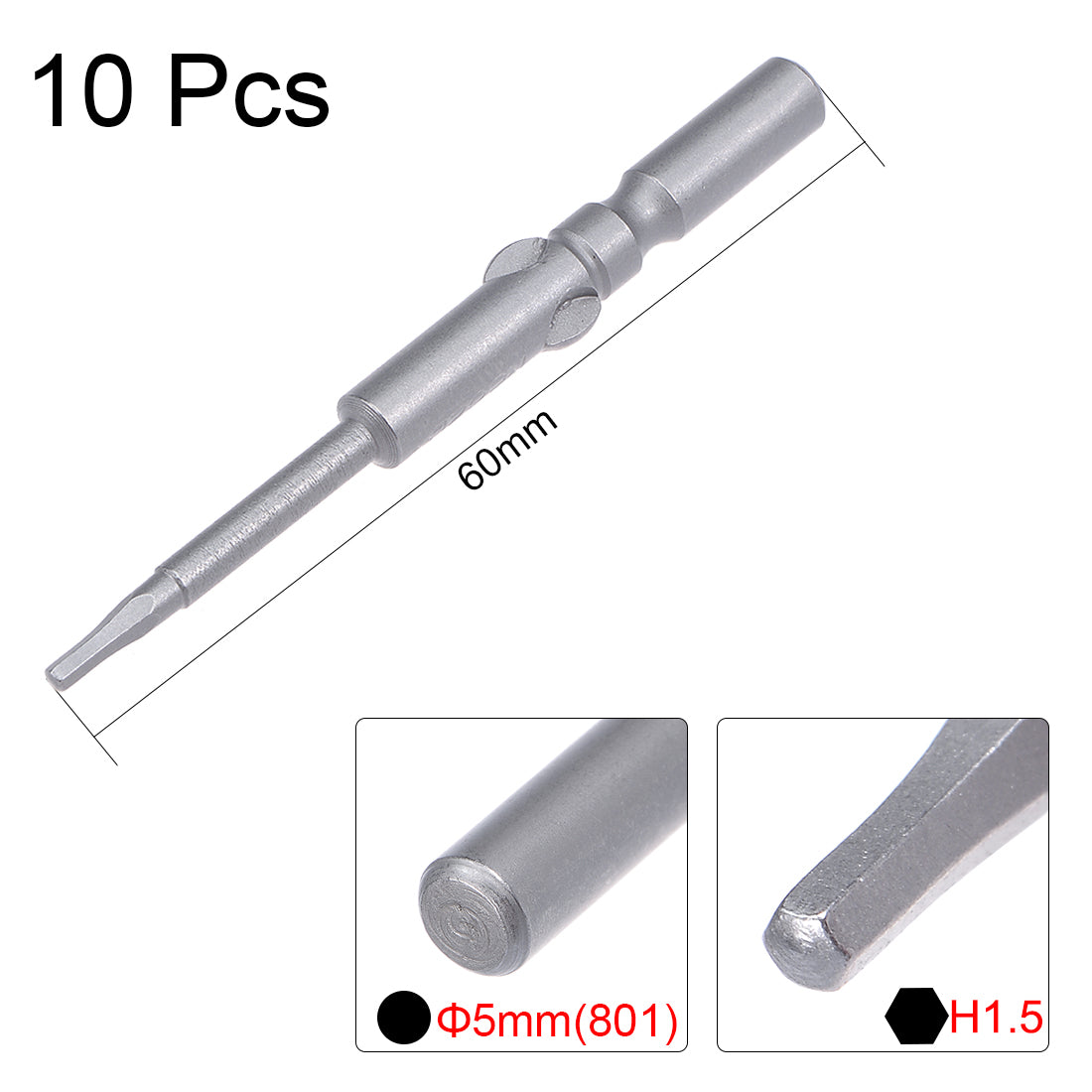 Harfington 60mm Round Shank Magnetic Hex Screwdriver Bits