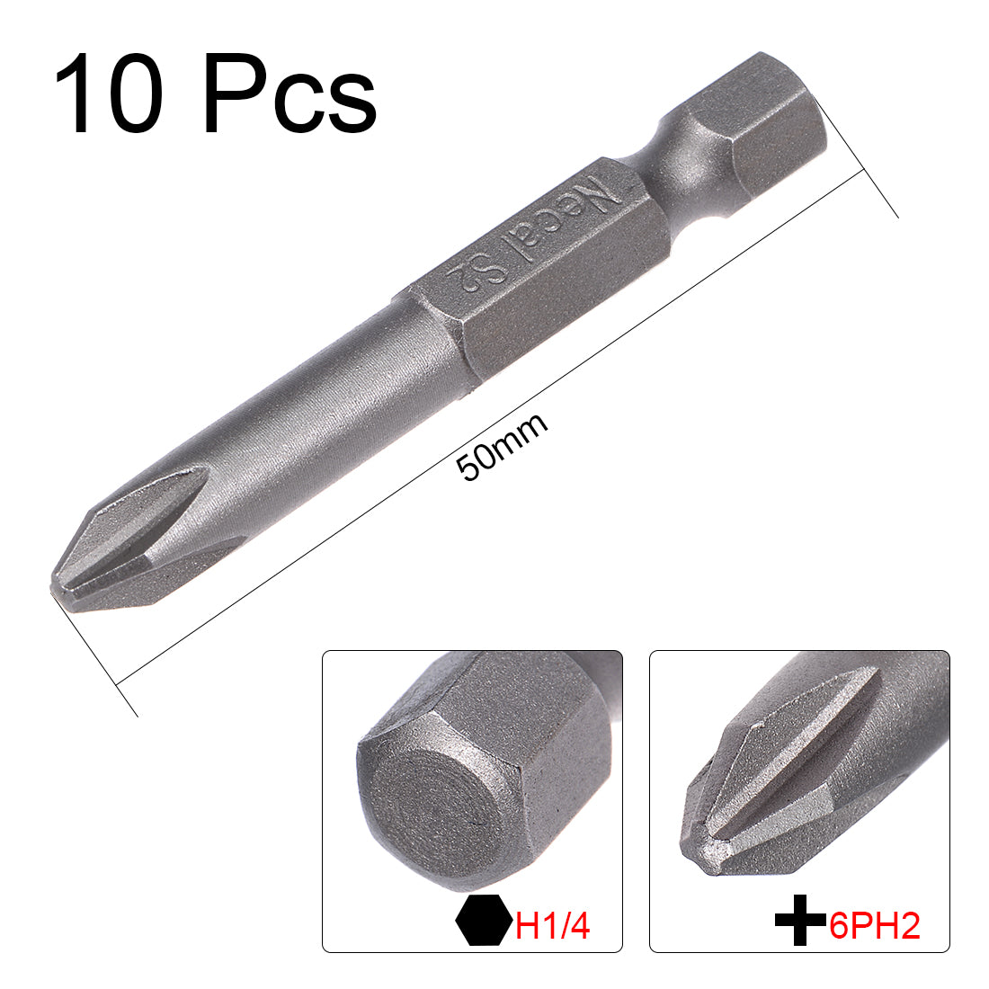 Harfington H1/4 Shank PH2 Phillips Magnetic S2 Screwdriver Bit