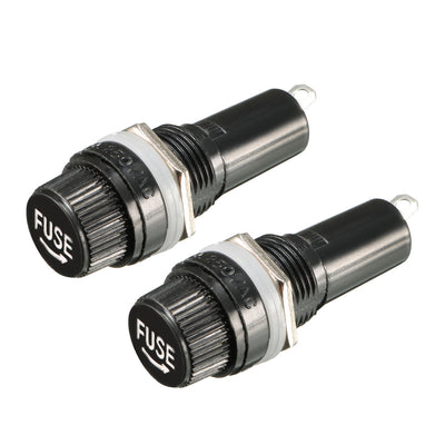 Harfington 2pcs AC 10A 250V 6mm x 30mm Black Electrical Panel Mounted Screw Cap Fuse Holder