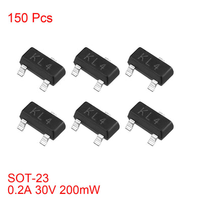 Harfington 150pcs Surface Mounted Devices Ultra Fast Recovery Rectifier Diode 0.2A 30V 200mW SOT-23,Ifm=200mA