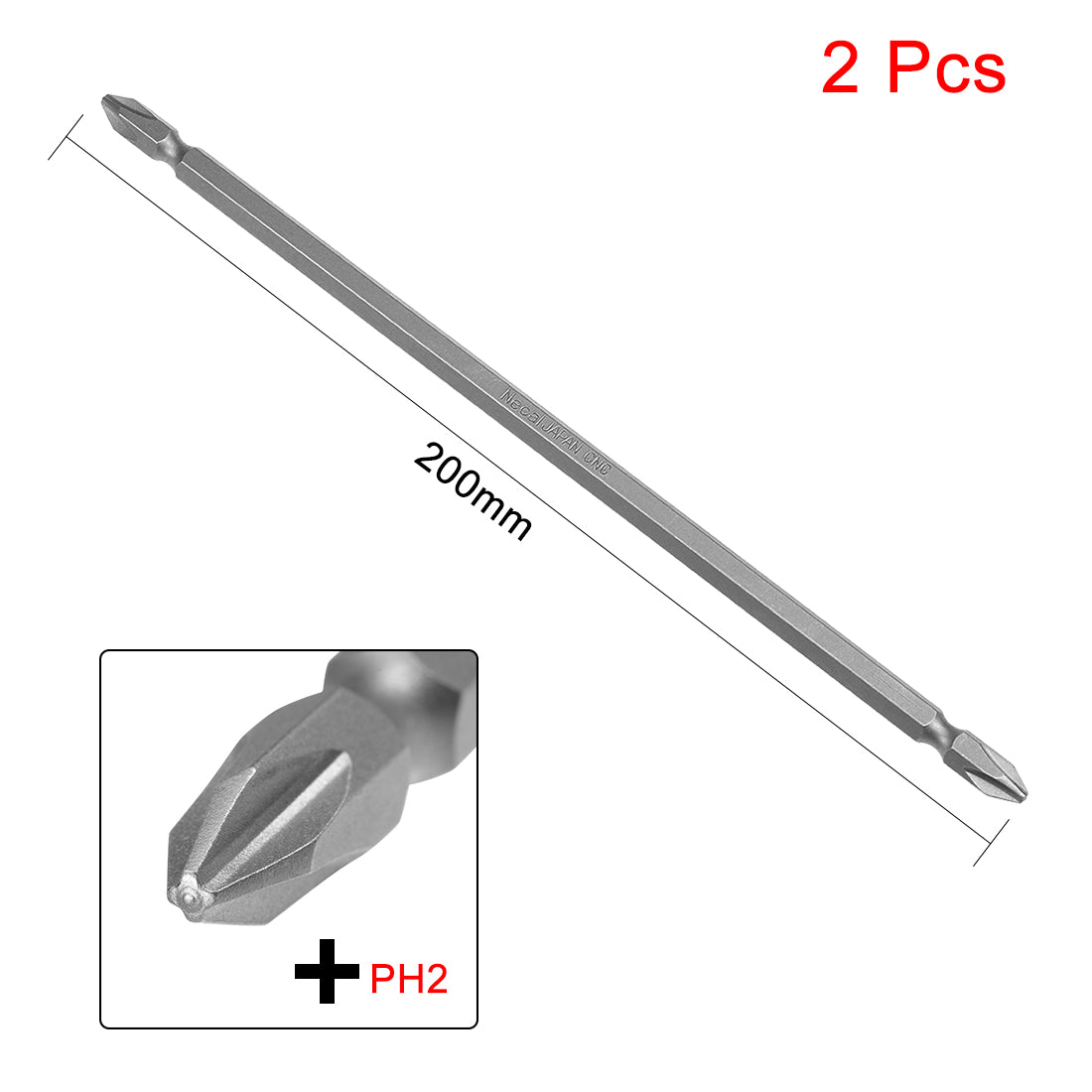 Harfington 2pcs 200mm 1/4" Hex Shank PH2 Magnetic Phillips Double-Ended Screwdriver Bits S2