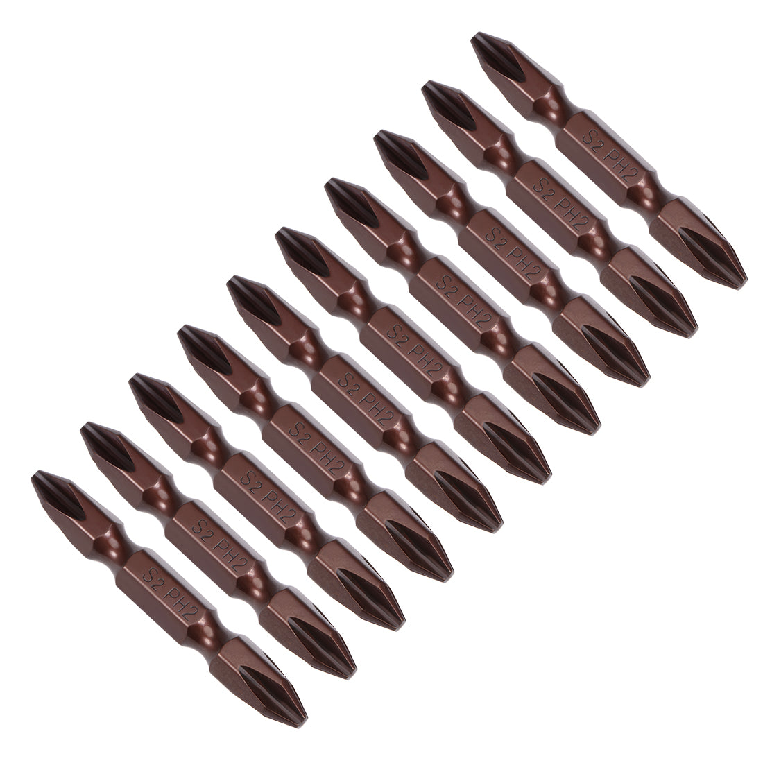 Harfington 10pcs 50mm 1/4" Hex Shank PH2 Magnetic Phillips Double-Ended Screwdriver Bits S2