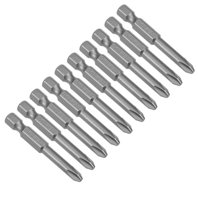 Harfington 10pcs 50mm 1/4" Hex Shank 5mm PH2 Magnetic Phillips Head Screwdriver Bits S2