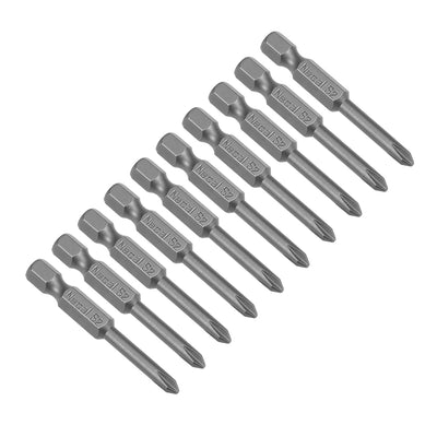 Harfington 10pcs 50mm 1/4" Hex Shank Magnetic Phillips Head Screwdriver Bits S2 Alloy Steel
