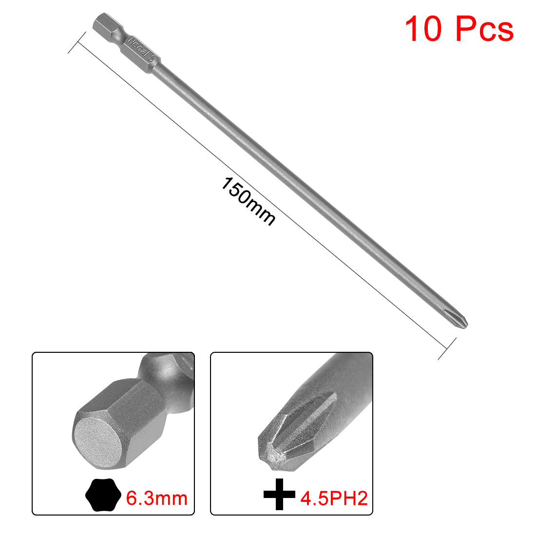 Harfington 10pcs 150mm 1/4" Hex Shank 4.5mm PH2 Magnetic Phillips Head Screwdriver Bits S2