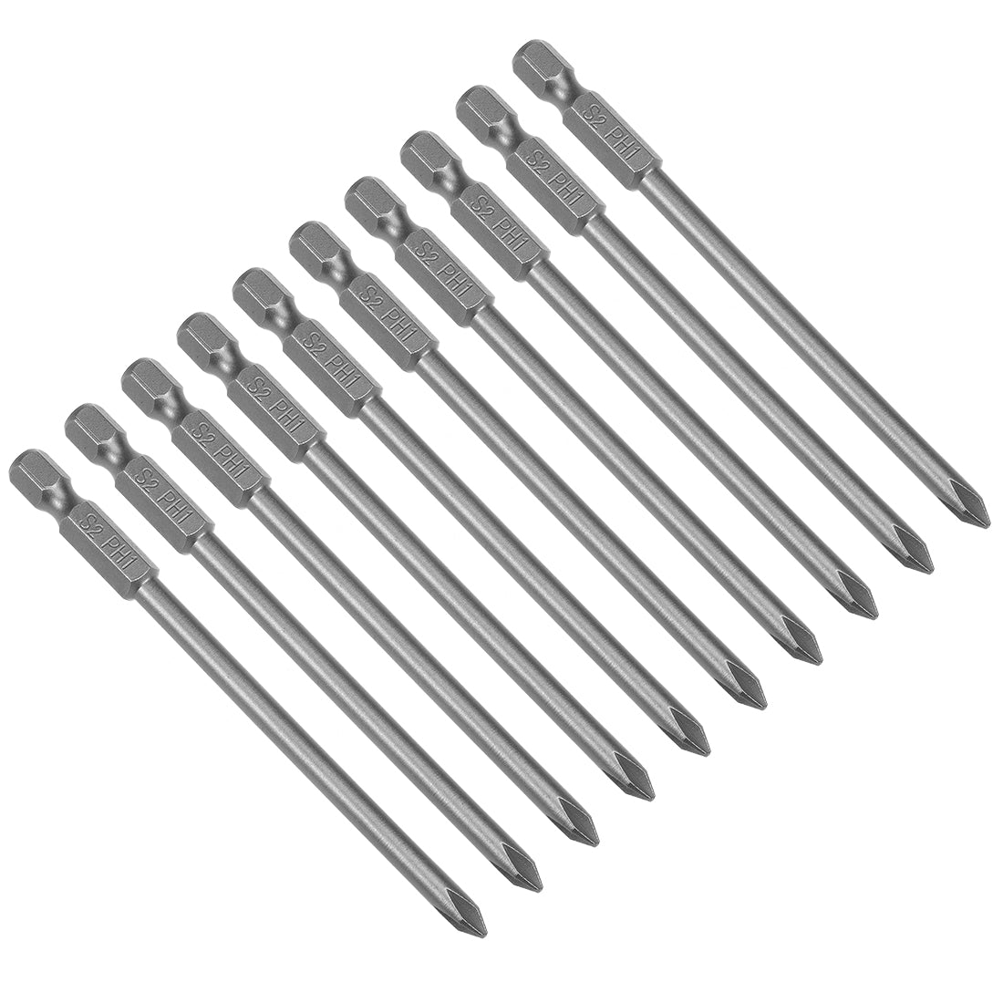 Harfington 10pcs 100mm 1/4" Hex Shank 4.5mm PH1 Magnetic Phillips Head Screwdriver Bits S2