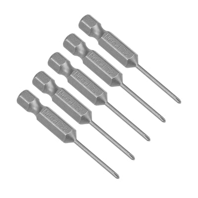Harfington 5pcs 50mm 1/4" Hex Shank 1.6mm PH00 Magnetic Phillips Head Screwdriver Bits S2