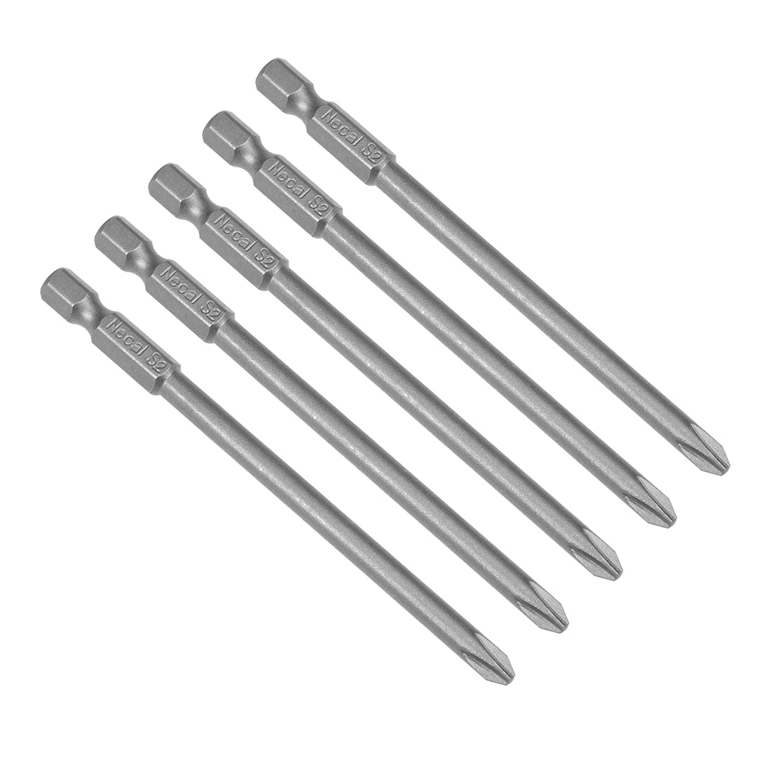 Harfington 5pcs 100mm 1/4" Hex Shank 5mm Magnetic Phillips Head Screwdriver Bits S2