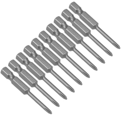 Harfington 10pcs 50mm 1/4" Hex Shank PH0 Magnetic Phillips Head Screwdriver Bits S2