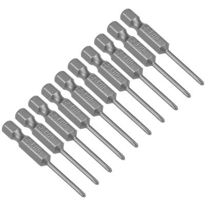 Harfington 10pcs 50mm 1/4" Hex Shank 2mm PH0 Magnetic Phillips Head Screwdriver Bits S2